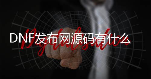 DNF发布网源码有什么用（dnf源码开发）